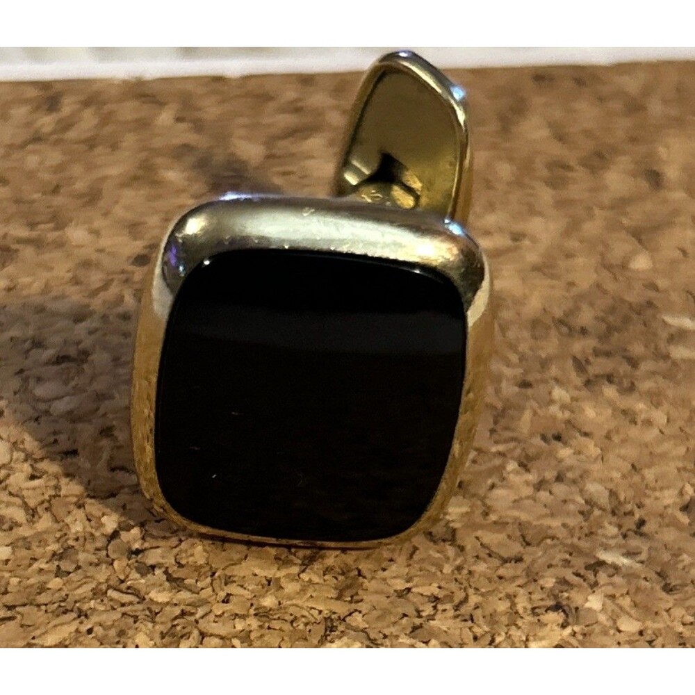 Vintage Art Deco Mid Century Simmons 12K GF Black Stone Cufflinks MCM - Picture 2 of 5